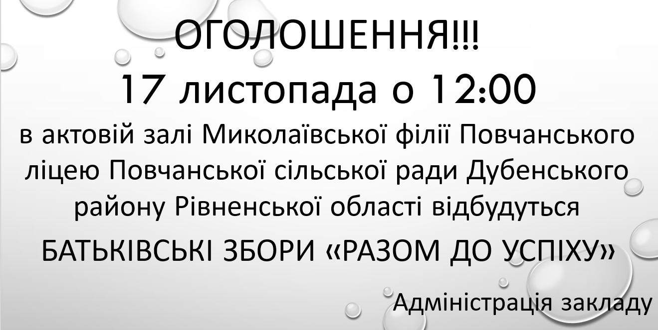 БАТЬКІВСЬКІ ЗБОРИ «РАЗОМ ДО УСПІХУ»